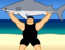 クリック連打でサメを持ち上げるシンプルなゲーム シャークリフティング