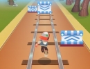 線路を走る少年のランニングアクションゲーム サブウェイ ランナー
